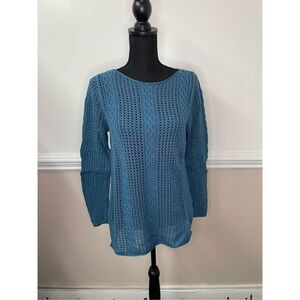 Jeanne Pierre Blue See Through Sweater Size Large